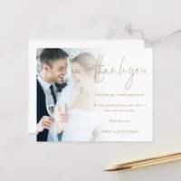 Budget Photo Gold Script Wedding Thank You
