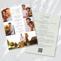 Sage Green Modern Photo QR Code All in One Wedding Invitation