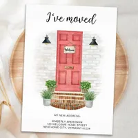 I've Moved New Address Watercolor Front Red Door Announcement