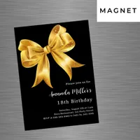 Black gold bow luxury birthday magnetic invitation