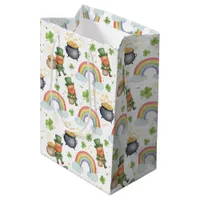 Rainbows Shamrocks Leprechauns St Patrick's Day  Medium Gift Bag