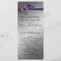 Purple FAUX ribbon vintage brooch Wedding Program