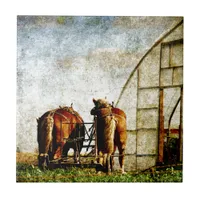 Two Horses Ready For Work Tile