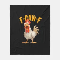 Funny F-Awk-F Chicken F-Caw-F Rooster Pun Retro Vi Fleece Blanket