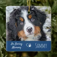 Pet Memorial Dog Photo Paw Print In Loving Memory Ceramic Ornament