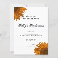 Orange Pop Art Sunflower Graduation Party Invite