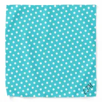 Polka Dot Patterned Retro Cool Monogram Turquoise Bandana