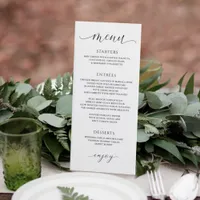 Luxury Calligraphy Elegant Wedding Reception Menu