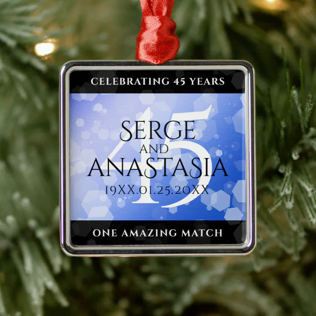 Elegant 45th Sapphire Wedding Anniversary Metal Ornament