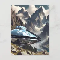 UFO that Landed in the Mountains Reflection Postcard