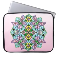 Pink and Light Blue Hand Drawn Mandala Laptop Slee Laptop Sleeve