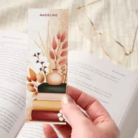 Cozy Boho Vintage Books Dried Florals Personalized Bookmarks