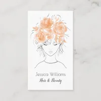 Cute pretty girl peach watercolor roses-Floral Appointment Card