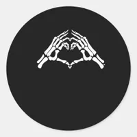 Skeleton Heart And Hands Sign Classic Round Sticker