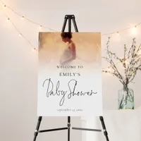 Photo Overlay Modern Script Welcome Baby Shower Foam Board