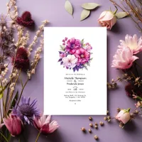 Violet and Pink Floral Wedding Invitation