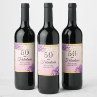 50 fabulous rose gold violet florals wine label