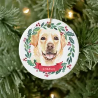 Yellow Labrador Retriever Dog Lover Christmas Ceramic Ornament