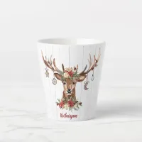 Cute Christmas Reindeer Ornaments | Rustic Wood Latte Mug