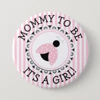 "Mommy To Be" Pink Ladybug Baby Shower Button