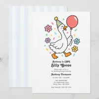 One Silly Goose Pastel Cartoon 1st Birthday Invitation