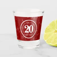Elegant Red Marble 20 Years Work Anniversary Shot Glass