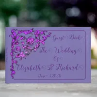 Romantic, Vintage, Antique Purple Wedding Guest Book