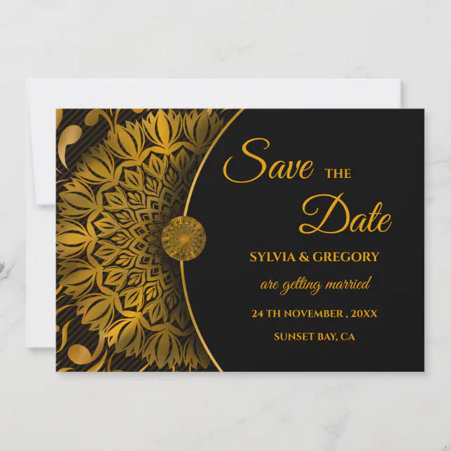 Traditional mandala classic elegant luxury wedding save the date