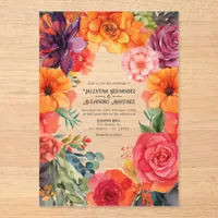 Transparent Colorful Floral Mexican Fiesta Wedding Acrylic Invitations