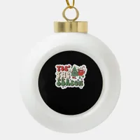 Tis Season Retro Funny Sloth Ceramic Ball Christmas Ornament