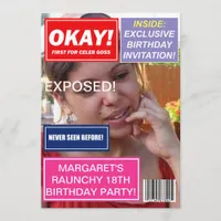 Spoof mag Celebrity gossip custom Birthday invite