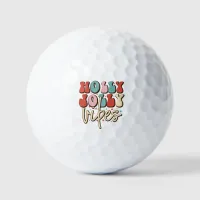 Holly Jolly Vibes Retro Groovy Christmas Holidays Golf Balls