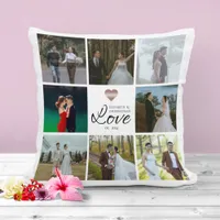 Simple Modern Chic Photo Collage Grid Love Heart Throw Pillow