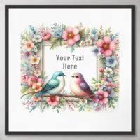 Love Birds in Spring Flowers Framed Art