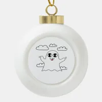 Cute Little Boo Creative Style Ceramic Ball Christmas Ornament