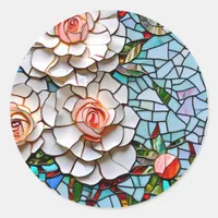 Beautiful Mosaic Stained Glass and Tile  Classic Round Sticker