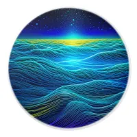 Ethereal Blue Waves and Ocean Sunset Ceramic Knob