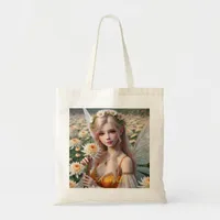 Beautiful November Fairy in Chrysanthemums Tote Bag