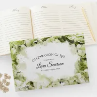 Green Hydrangea Celebration of Life Memorial Guest Book