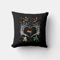Oktoberfest Skeleton Hand Heart Flag German  Throw Pillow