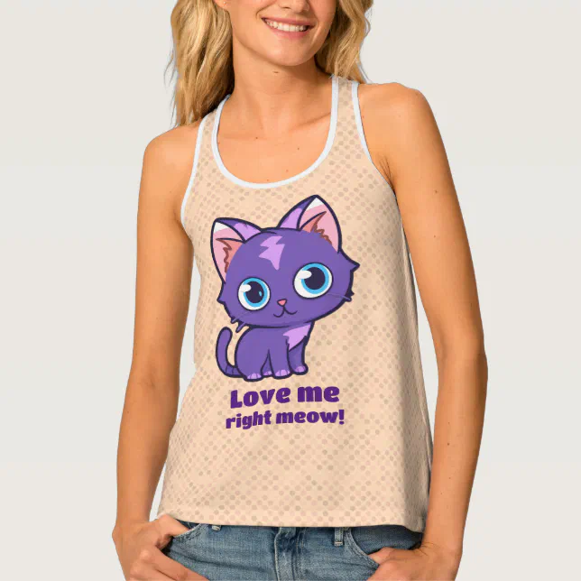 Purple Anime Cat Vector Art Orange Dreamsicle Tank