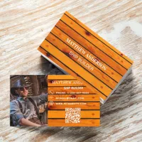 Wood ship builder photo QR code Business Card