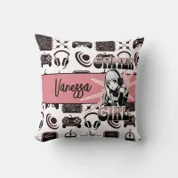 Personalized Gamer Girl | Gaming  Throw Pillow