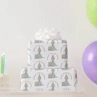 Cute Dinosaur Cake Happy 1st Birthday Wrapping Paper