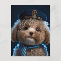 Poodle Pilot Captain Postcard
