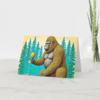 Happy Beer-day Birthday pun Bigfoot Card