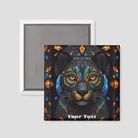 Large Black Cat Mosaic stained Glass effect  Magnet