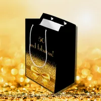 50 fabulous black gold bow elegant birthday medium gift bag