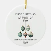 First Christmas Family of Five Vintage Ornament