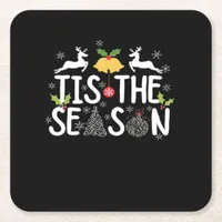 Tis The Season Classic Minimal Clean Square Paper Coaster